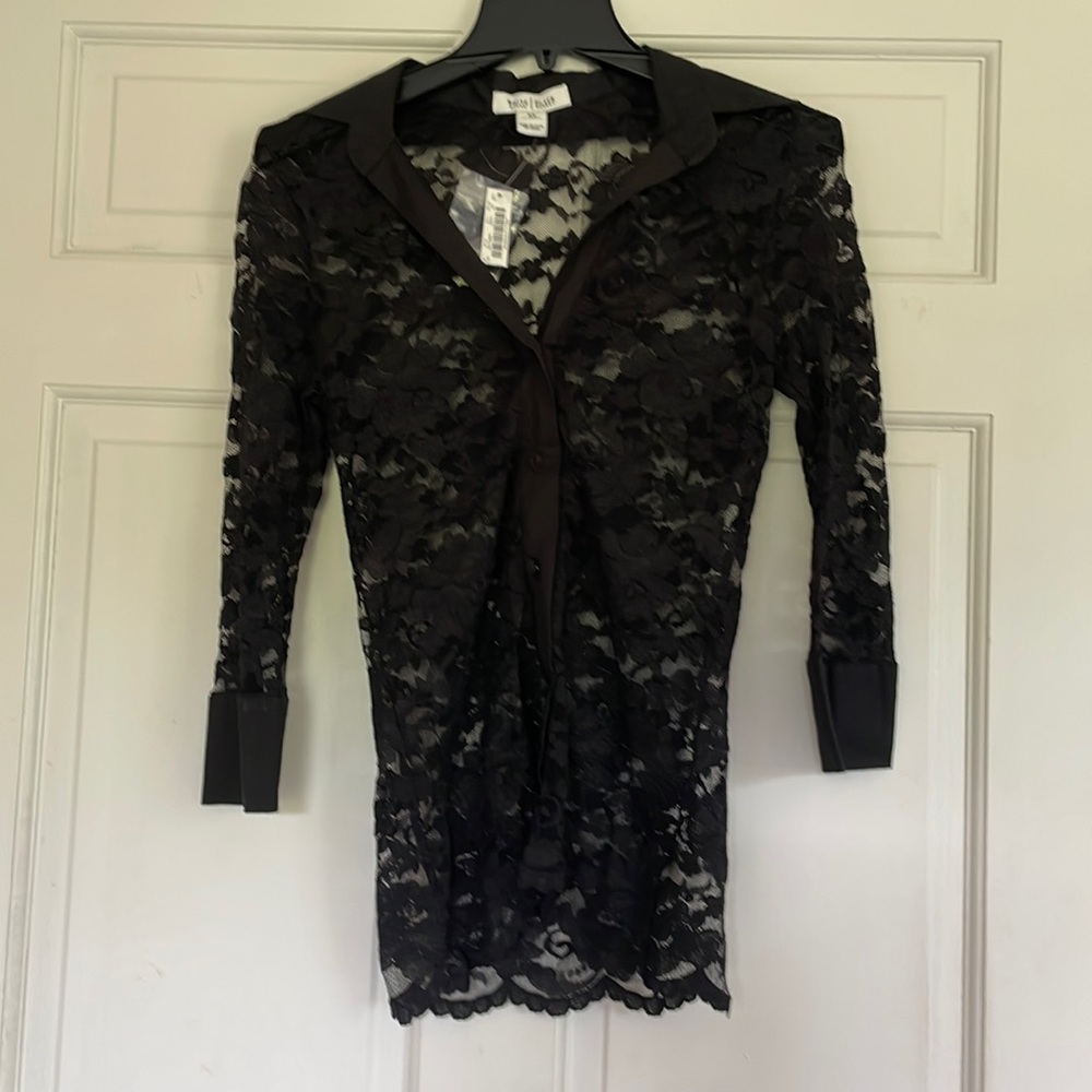 White House Black Market NWT 3/4 Sleeve Lace Button Down Shirt